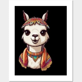 Funky Pretty Llama Posters and Art